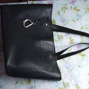 Lauren Ralph Lauren Black Tote with Silver Accent
